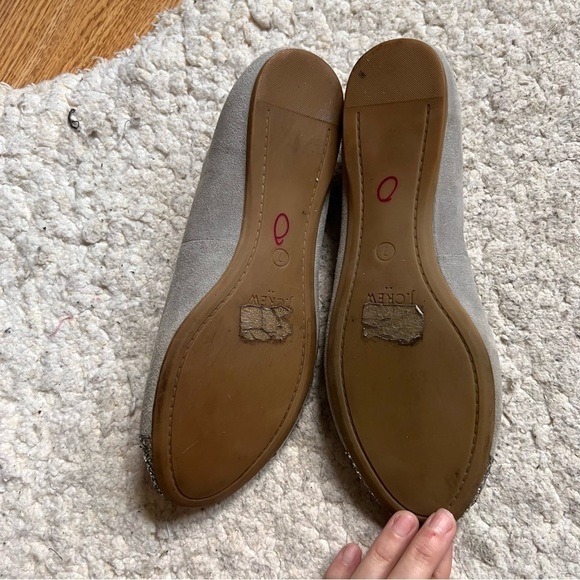 J. Crew: Gray and Metallic Glitter Silver Dipped Toe Ballet Flats Size 7 - Picture 3 of 10